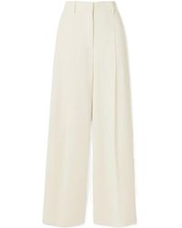 Theory - Pleated Crepe Wide-Leg Pants - Lyst
