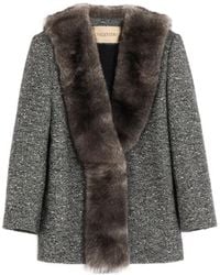 Valentino - Long-Sleeved Coat With Fur Collar - Lyst