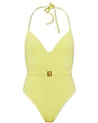 Balmain - V-Neck One-Piece Swimsuit - Lyst