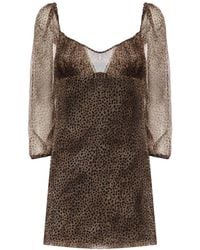 Saint Laurent - Leopard-Print Mini Dress - Lyst