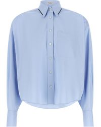 Brunello Cucinelli - Monile Trim Cropped Shirt - Lyst