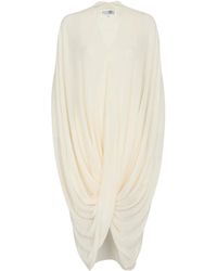 MM6 by Maison Margiela - V-Neck Draped Midi Dress - Lyst