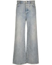 Loewe - Logo Patch Wide Leg Jeans - Lyst