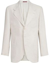 Brunello Cucinelli - Linen Micro Chevron Unlined Blazer - Lyst