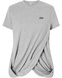 Loewe - Logo Embroidered Draped T-Shirt - Lyst