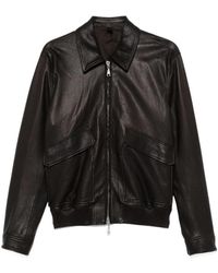 Tagliatore - Long Sleeve Leather Jacket - Lyst
