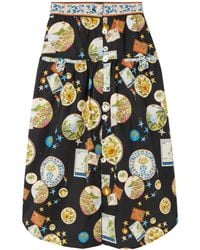 FARM Rio - Printed Cotton Midi Skirt - Lyst