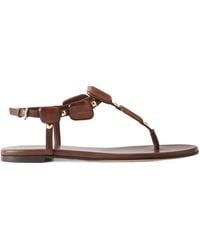 Gianvito Rossi - Embellished Leather Flat Sandals - Lyst