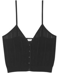 Saint Laurent - Striped V-Neck Knitted Tank Top - Lyst