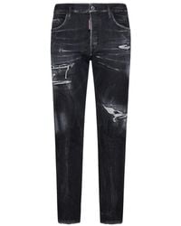 DSquared² - Logo Patch Distressed Skinny Jeans - Lyst