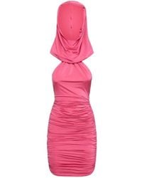 GIUSEPPE DI MORABITO - Stretch Jersey Hooded Mini Dress - Lyst