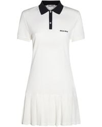 Miu Miu - Logo-Embroidered Short-Sleeved Mini Polo Dress - Lyst