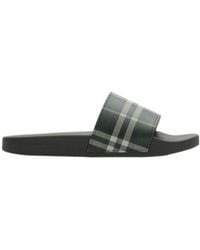 Burberry - Checked Slip-On Slides - Lyst