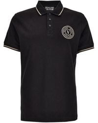 Versace - Jeans Couture Logo Trim Polo Shirt - Lyst