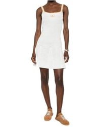 CASABLANCA - Crochet-Knit Logo-Patch Mini Dress - Lyst