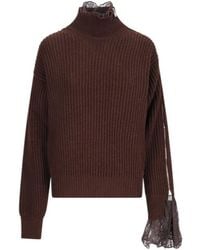 GIUSEPPE DI MORABITO - Zip Lace Knitted Sweater - Lyst