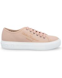 Ferragamo - Ferragamo Logo Embossed Lace-Up Sneakers - Lyst