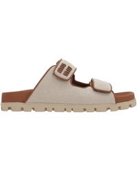 Miu Miu - Two-Toned Slip-On Sandals - Lyst