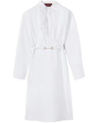 Gucci - Cotton Poplin Shirt Dress With Embroidery - Lyst