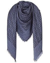 Fendi - And Ff Cotton And Wool Shawl - Lyst