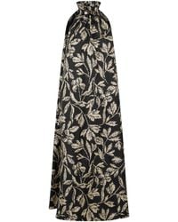 Max Mara - Plant-Print Sleeveless High-Neck Maxi Dress - Lyst