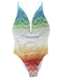 Missoni - Chevron Knitted One-Piece Swimsuit - Lyst