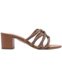 Aquazzura - Embellished Slip-On Mules - Lyst