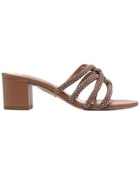 Aquazzura - Embellished Slip-On Mules - Lyst
