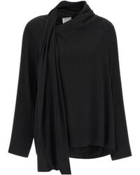 Nude - Draped-Panel Asymmetrical Blouse - Lyst