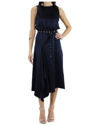 Liu Jo - Belted Asymmetric Satin Midi Dress - Lyst