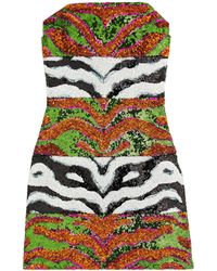 Halpern - Sequinned Bandeau Tulle Mini Dress - Lyst