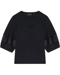 Emporio Armani - Mesh Panelled Crewneck T-Shirt - Lyst
