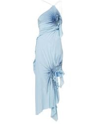 Victoria Beckham - Asymmetric Smocked Silk Cocktail Dress - Lyst