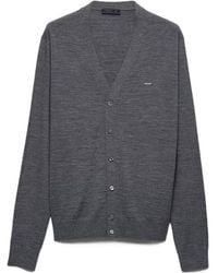 Prada - V-Neck Knitted Cardigan - Lyst