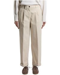Peserico - Pleated Turn-Up Trousers - Lyst