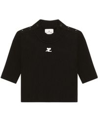 Courreges - Courrèges Ribbed Knit Cropped Jumper - Lyst