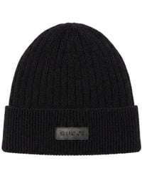 Gucci - Logo Patch Ribbed Beanie - Lyst