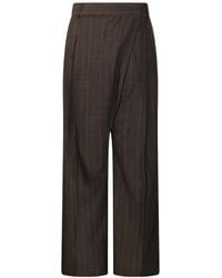Ganni - Wrap Wide-Leg Striped Trousers - Lyst