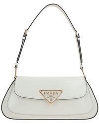 Prada - Cleo Logo Plaque Shoulder Bag - Lyst