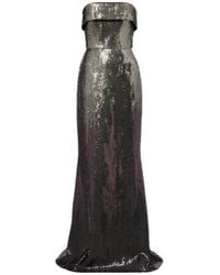 Elie Saab - Sequined Strapless Bustier Gown - Lyst