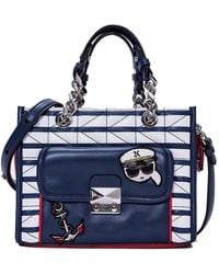 KARL LAGERFELD - Logo Color Blocking Design Shoulder Bag - Lyst