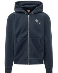 KENZO - Signature Embroidered Zip Up Hoodie - Lyst