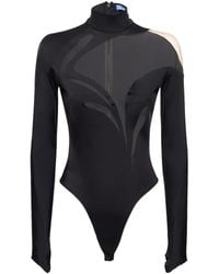 Mugler - High-Collar Long-Sleeved Jumpsuit - Lyst