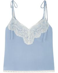 Valentino - Lace-Trim V-Neck Top - Lyst