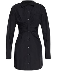 Alexander Wang - Gathered Long-Sleeved Shirt Dress - Lyst