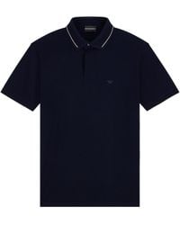 Emporio Armani - Logo-Embroidered Contrast-Trim Polo Shirt - Lyst