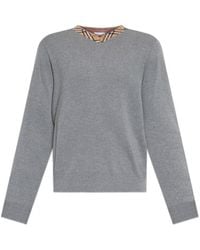 Burberry - Check-Trim V-Neck Jumper - Lyst