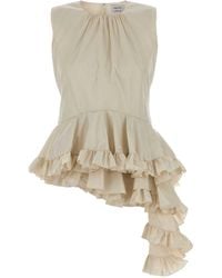 McQueen - Ivory Poplin Top - Lyst