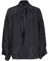 ERMANNO FIRENZE - Lace-Trim Pussy-Bow Blouse - Lyst