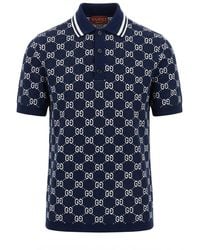 Gucci - Gg Cotton Knit Jacquard Polo Shirt - Lyst